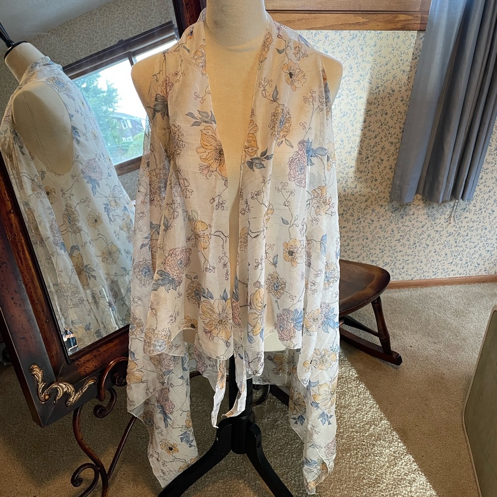 Boho Kimono Open Coverup Swimsuit Sarong Oatmeal Shrug Wrap OS